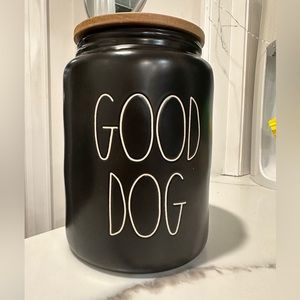 Rae Dunn “Good Dog” canister with wooden lid